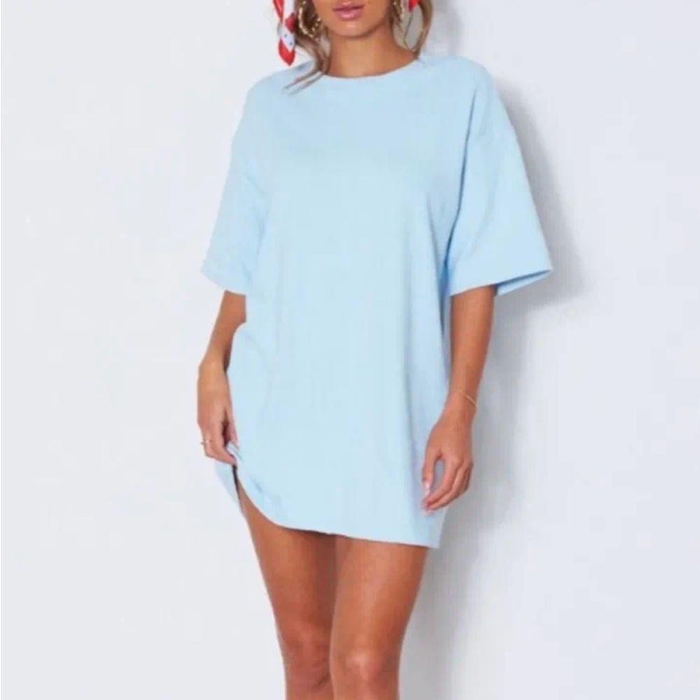 White Fox Boutique Light Blue T-Shirt Dress